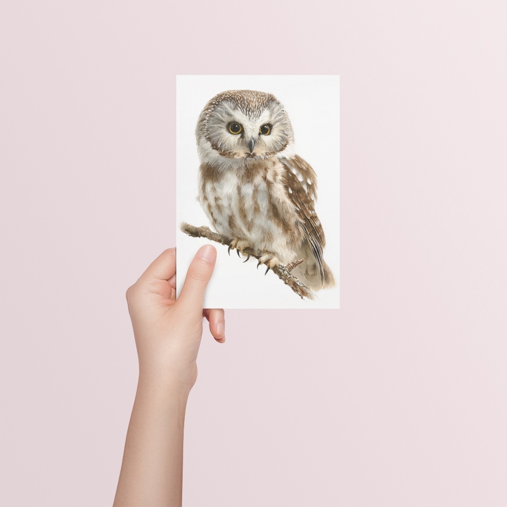 Watercolor Boreal Owl Portrait Wall Art Print Poster, Unframed - Charming - Picture 5 of 6